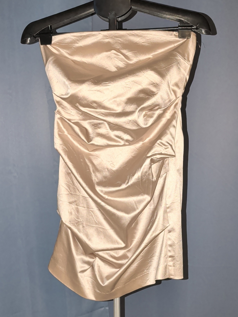 bec + bridge Strapless Satin Dress in Champagne Beige